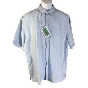 Cubavera Guayabera Shirt Mens XL Sky Way Blue Short Sleeve Embroidered CFSW0010